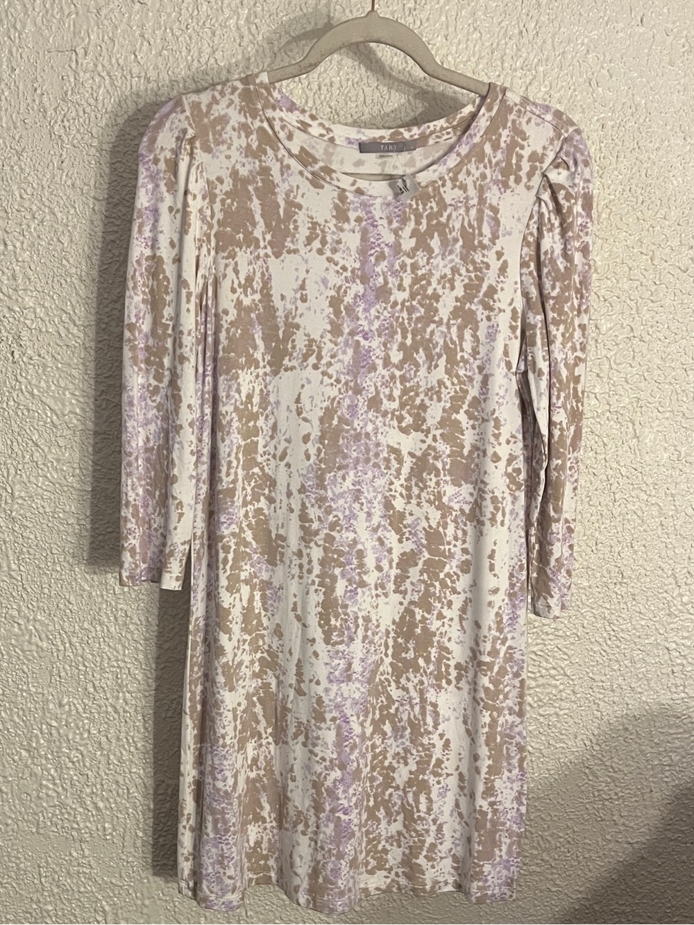 Tart Collections Boho Mushroom Tie Dye Shift Dress Puff Sleeve Jersey Knit